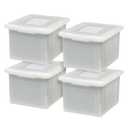 Amazon.com: IRIS USA File Box, Plastic File Organizer with Lids for Letter/Legal File, Portable Document Box For Moving, Storage Bin with Durable and Secure Lid, Stackable Nestable BPA-Free, Pearl 35 Qt. 4 Pack : Office Products