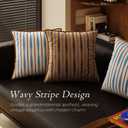 Dorachic Striped Brown Pillow Covers, Mid Century Modern Throw Pillows 18x18, Velvet Accent Pillows for Bed Couch