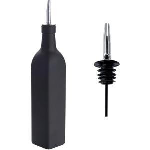Restaurantware RW Base 16.9 Ounce Olive Oil Dispenser 1 Kitchen Oil Dispenser Bottle - With Stainless Steel Pourer Non-Leaking Black Glass Olive Oil Pourer For Cooking Or Salad Dressings