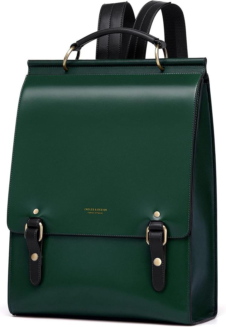 Cnoles Leather Backpack Purse For Women Fashion Ladies Vintage Bags Casual College Travel Backpacks Large bag Green (28 x 11 x 38)