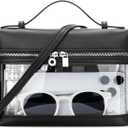 KKXIU Clear Crossbody Bags for Women Stadium Approved Vegan Leather Transparent Purses for Concerts Sports (Black)