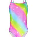 Snowheart Girls Swimsuit One-Piece Bathing Suits Multicolor Kids Sport Summer Beach Swimwear for 2-12 Years Old