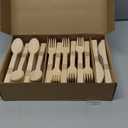 GUSTO [300 Combo Pack] Compostable Bamboo Cutlery Set, 150 Forks - 100 Spoons - 50 Knives Disposable Utensils for Parties, Camping, and Everyday Use