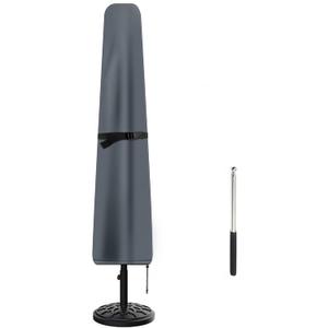 Patio Umbrella Cover, Waterproof Umbrella Covers for 7ft to 9ft Outdoor Umbrellas Market Parasol Covers with Push Rod, Gray