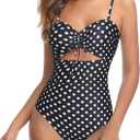 Holipick Women Tummy Control One Piece Swimsuits Strapless Bandeau Bathing Suits Ruched Slimming Swimwear (Black, L)