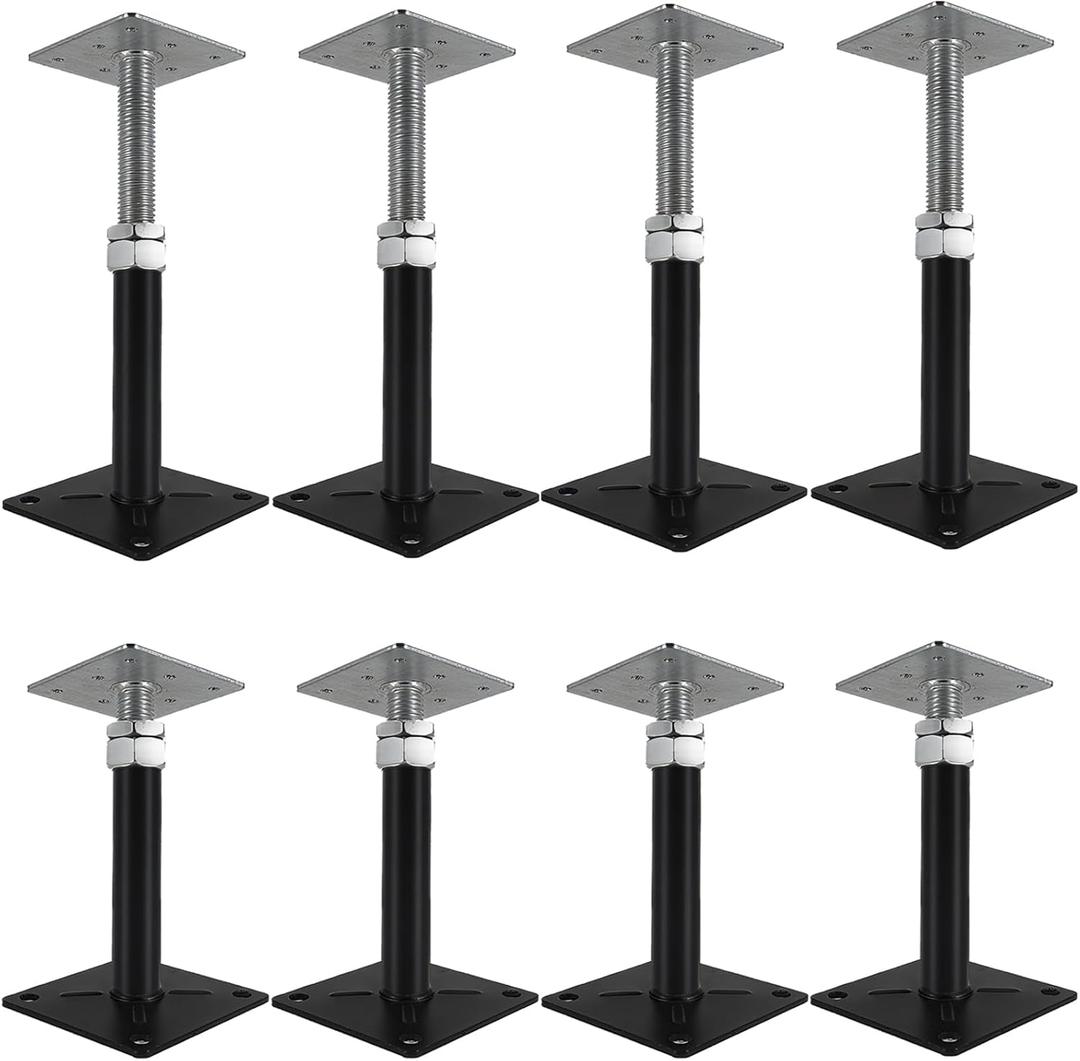 8-Pack Adjustable House Floor Jacks, 5" - 8" Height Range, 11000 lbs Capacity Each, Telescoping Screw Jacks for Leveling & Temporary Support - Galvanized Steel Construction