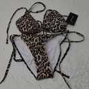 Women Two Piece Swimsuit Sexy Swimwear Halter String Triangle Bikini Sets (Small, Leopard 2)