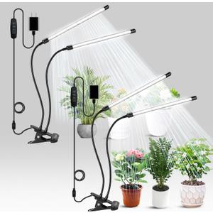 bseah Plant Grow Light for Indoor Plants, Full Spectrum Indoor Grow Light, 10-Level Dimmable and Auto ON & Off Timer (2 Head 2 Pack)