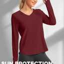 Hiverlay Long Sleeve Workout Shirts for Women with Thumbhole UPF 50+ | Sun Shirts SPF UV Protection ShirtV Neck Rash Guard Lightweight Quick Dry Hiking TopsHigh Side Slit Running Loose Casual (Red, S)