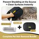 Pet Hair Remover & Reusable Lint Roller Cat & Dog Hair Remover for Furniture, Couch, Carpet, Bedding, Clothes & Car Portable Fur Remover Tool + Pet Hair Removal Glove Bundle