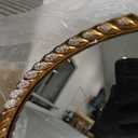 Gold Oval Mirror, 16"x32" Hanging Wall Mirror with Antique Gold Braided Metal Cord Frame, Modern Distressed Wall Decor for Bedroom, Living Room, Entryway