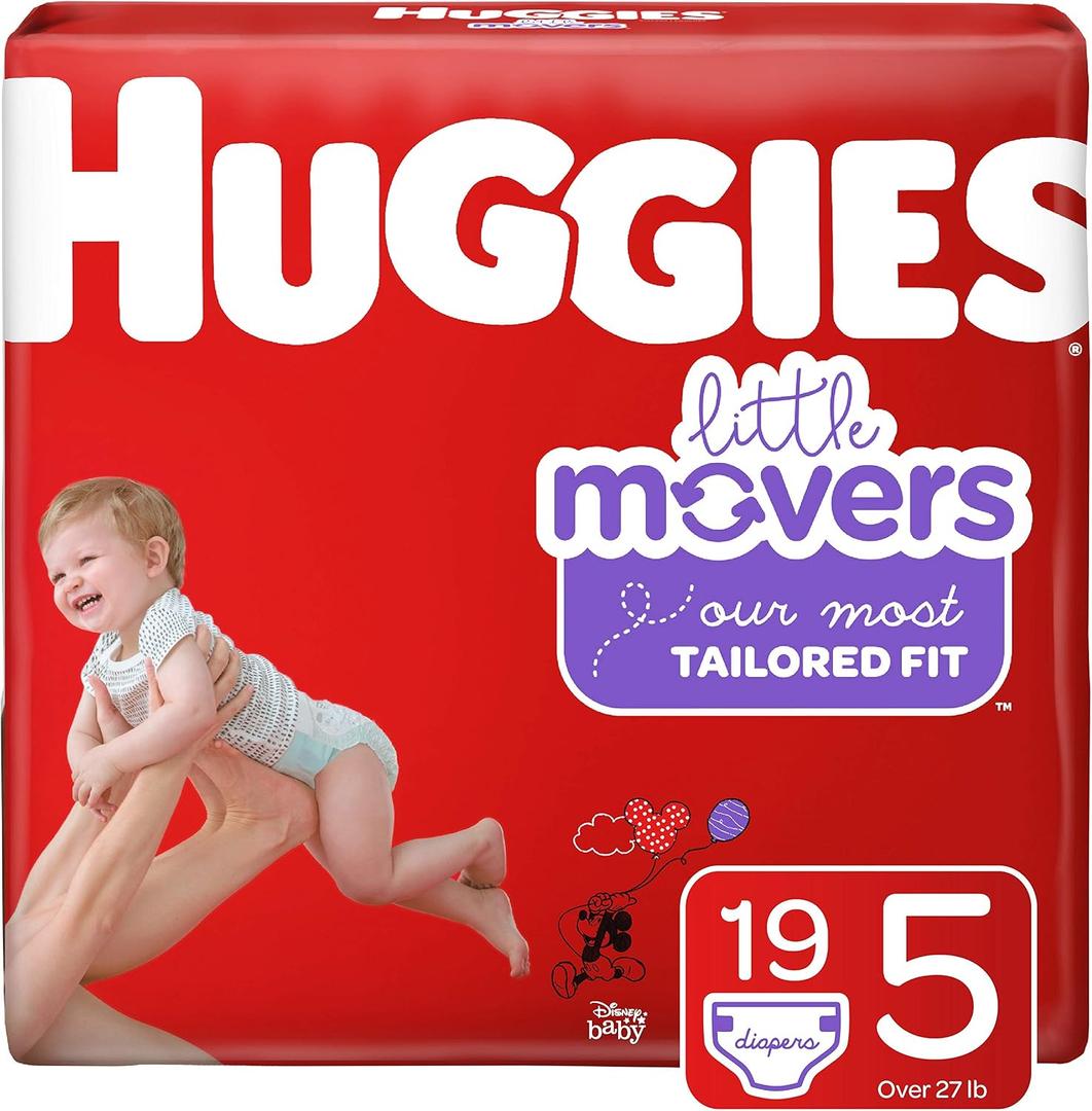 Huggies Little Movers Diapers, Step 5 (27+ lb.), 19 Ct, Jumbo Pack 