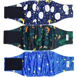 Leekalos Male Dog Diapers (3 Pack), High Absorbing Dog Belly Bands for Male Dogs, Washable Reusable Dog Male Wraps (Sky, Small) (Sky(Gray Lining))