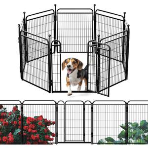 Gardner Pet Dog Playpens, 32" H 8 Panels Dog Pen Outdoor/Indoor Dog Fence Exercise Pen for Small/Medium/Large Dogs, Foldable Pet Play Yard Gate with Gravity Automatic Lock, Pet Playpen, Black