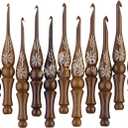 Crochet Hooks Set of 133.5mm to 12mm  Hand Carved Wooden Hook with Leaf Design  Ergonomic Soft Grip for Arthritic Hands  Crochet Accessories (Set of 13)