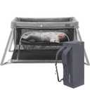 Gromast 2 in 1 Portable Travel Crib for Toddler, Foldable Crib for Baby, Lightweight Playpen Collapsible Playard with Soft Mattress, Easy to Carry Baby Travel Bed for Outdoor, Indoor (Grey)