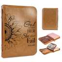 GUEER Bible Cover for Men, Bible Holder, Bible Cover Carrier Carrying Organizer Bag, Zipper and Pockets for Standard Size Bible, Gift for Men (NoLeather Flower)