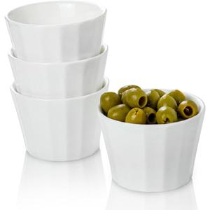 HillSpring 5 oz Porcelain Dipping Bowls, Pinch Bowl Set, White Small Bowls for Prep, Sauces and Charcuterie Board, Set of 4