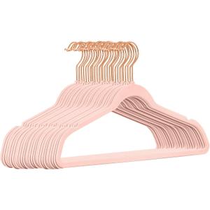 TIMMY Velvet Hangers - Suit (50-Pack) Ultra Thin Coat Hangers with Heavy Duty Construction, Holds up to 10 Lbs - Blush Pink/Rosegold Finishes (17.7inch-50pack)