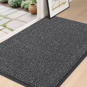 BEQHAUSE Dirt Trapper Door Mat 32" x 48", Non-Slip Washable Doormats Entrance Mat, Dirt Resistant and Absorbent Welcome Mat, Low Profile Floor Mats for Front Back Door and Entryway, Charcoal