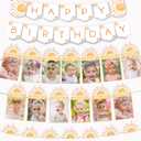First Trip Around the Sun 12 Month Photo Banner Boho Sun Happy Birthday Banner SunShine Garland Boho Sun 1st Birthday Decorations Party Supplies Sunshine First Birthday Decor