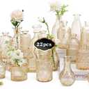 Pack of 22 Bud Vase in Bulk - BEAHOT Gold Flower Vases for Wedding Decorations, Glass Vase for Table Decorations, Small Vase for Home, Mother's Day, Centerpieces, Party, Office (Gold)