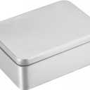 uxcell Metal Tin Box, 4.92" x 3.54" x 1.89" Rectangular Empty Tinplate Containers with Lids, Silver Tone, for Home Organizer, Candles, Gifts, Car Keys, Crafts Storage