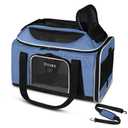 Petskd Top-Expandable Pet Carrier 18x11x11 Inches Delta American United Airline Approved, Soft-Sided Carrier for Small Cats and Dogs with Locking Safety Zippers and Anti-Scratch Mesh(Blue)