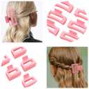 2 x 12 Pack Pink Square Claw Clips, Big and Small Neutral Rectangle Hair Claw Clips, Non-slip Matte Large Hair Clips for Women,Strong Hold jaw clip for Thick Thin Hair