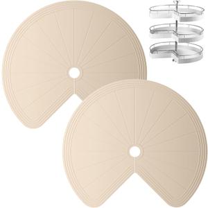 Dual Tier Pie-Cut Lazy Mat Susan Shelf and Liner  Non-Slip Thermal Protection Mat 2 PCS(Kh, 28in)