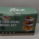 Seven Sparta 3 Tier Fruit Bowl for Kitchen Counter (PLUS Series) / Ceramic Serving Bowls with Bamboo Stand/Big Size Tiered Fruit Basket for Fruit Vegetable Storage, Dessert, Salad Buffet Server