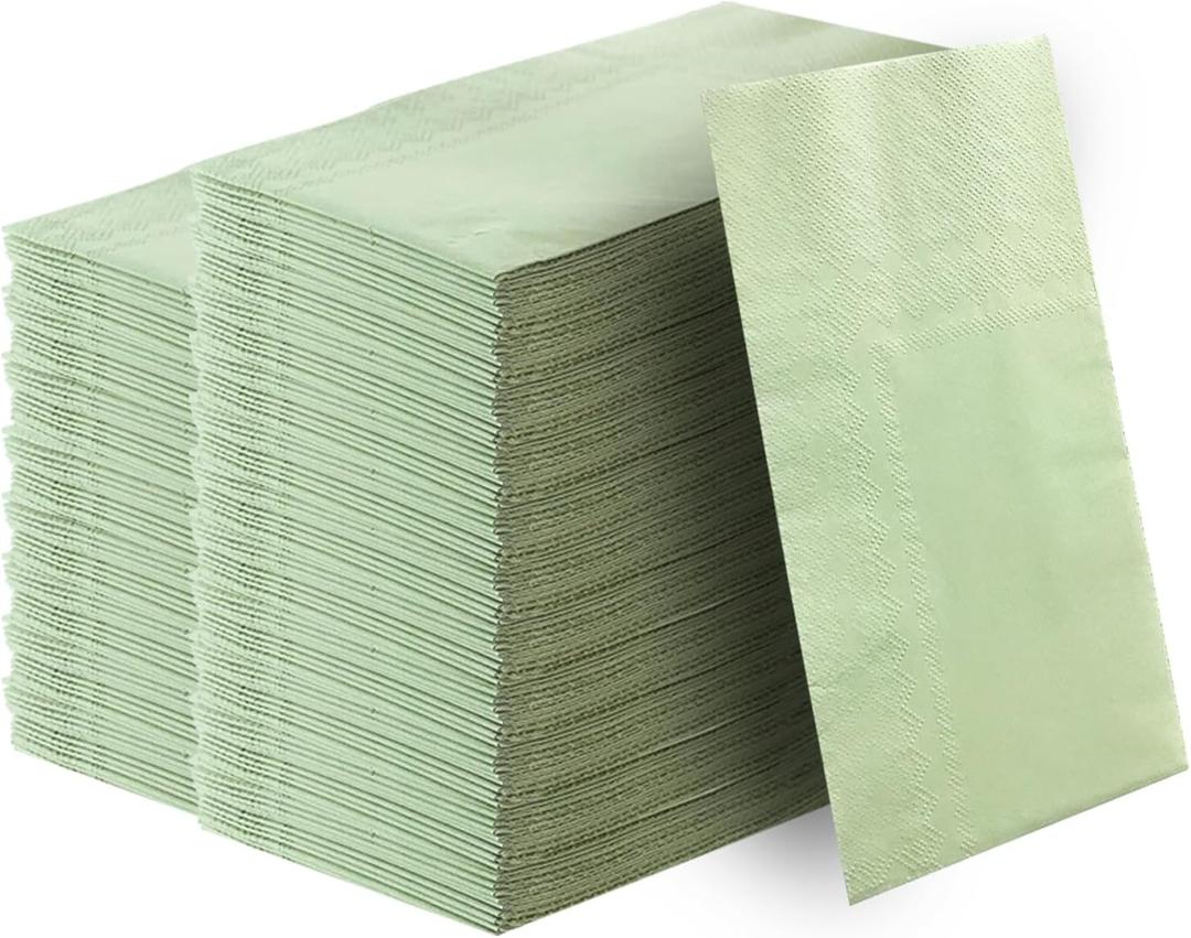 100 Pieces 3-ply Sage Green Napkins 13 x 15.7 Inches Guest Bathroom Napkins Dessert Napkins Disposable Hand Towels for Bathroom Wedding Birthday Party Paper Dinner Napkins (100 Pieces Sage Green Napkins)