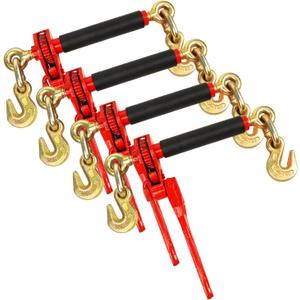 ENJ 4 Pack Folding Handle Load Binder with 2 Grab Hooks, for 3/8-1/2 Grade 70 Transport Chain, Load Binder with 9,400 Pound Working Load Limit