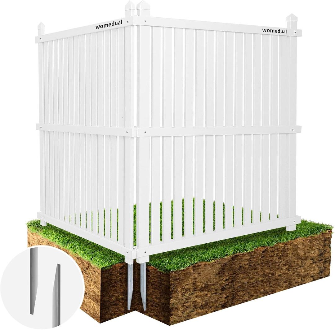 Air Conditioner Fence - 48" W x 48" H Trash Can Fence Panels, Easy Assembly Privacy Screen for Outside, Decorative for AC Units & Pool Equipment, White Vinyl 2 Panels