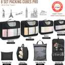 Veken 10 Set/8 Set Packing Cubes for Travel Essentials, Suitcase Organizer Bags in 4 Sizes, Carry-On Luggage Accessories with Laundry & Toiletry Bag, Airplane Must-Have, Road Trip & Camp Gifts for Men (Black)