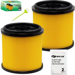 2 Pack Standard Cartridge Filter Replacement for Vacmaster Filter VCFS, compatible with Vacmaster 5-16 Gallon Wet/Dry Vacs, VBV1210 filter. Also fit HART most Shop-Vac 5-20 Gal Vacs
