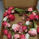 18 Inches Valentines Wreaths for Front Door Romantic Valentine Heart Wreath with Red White Pink Tulip Rose Valentine Flower Wreath for Window Wall Porch Indoor Outdoor Hanging