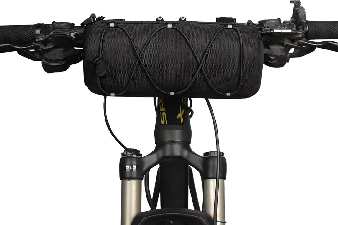 KOSIBATE Bike Handlebar Bag,Bicycle Handlebar bag,Bike Frame Bag with Shoulder Strap,Bicycle Front Bag Fram Storage Roll Bag Mountain Road Bikes Bicycle Accessories, Bike Pouch for Bicycle ( (2.4L, Black)