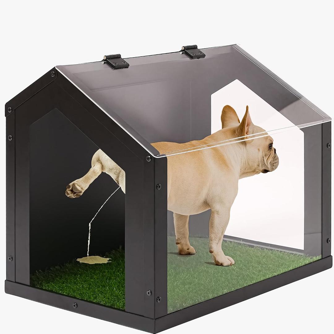 Stylish Indoor Dog Potty with High Walls, Durable Washable Fake Grass Mat, Splash Guard Design for Mess-Free Diagonal Peeing – Blends with Home Decor, Ideal for Indoor & Balcony Use