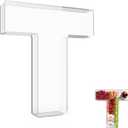 13.8" Extra Large Acrylic Letter Charcuterie Board Box, Reusable Fillable Letter Cake Candy Dish Display Serving Tray for Birthday Anniversary Party Decoration (T)