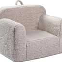MOMCAYWEX Kids Snuggly-Soft Sherpa Chair, Cuddly Toddler Foam Chair for Boys and Girls, Light Grey