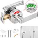Bathroom Indicator Privacy Door Lock, Vacant Occupied Lock, Large Vacant or In-Use Door Handle, ANSI Grade 2 Commercial Grade, Satin Chrome