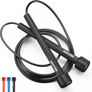 Adjustable Jump Rope for Fitness and Exercise  Skipping Rope for Cardio, Boxing, and Weight Loss  Speed Rope perfect for Men & Women (Black)