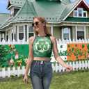Women St Patricks Day Crop Top Lucky Shamrock Clover Printed Crewneck Funny Tank Top (Green, XXL)