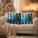HOMETITUTE Christmas Throw Pillow Covers 18x18 Inch Set of 2 Soft Decorative Christmas Tree Plaid Pillow Covers Holiday Cushion Cases Winter Throw Pillow Covers for Sofa Couch Bed Home Decor