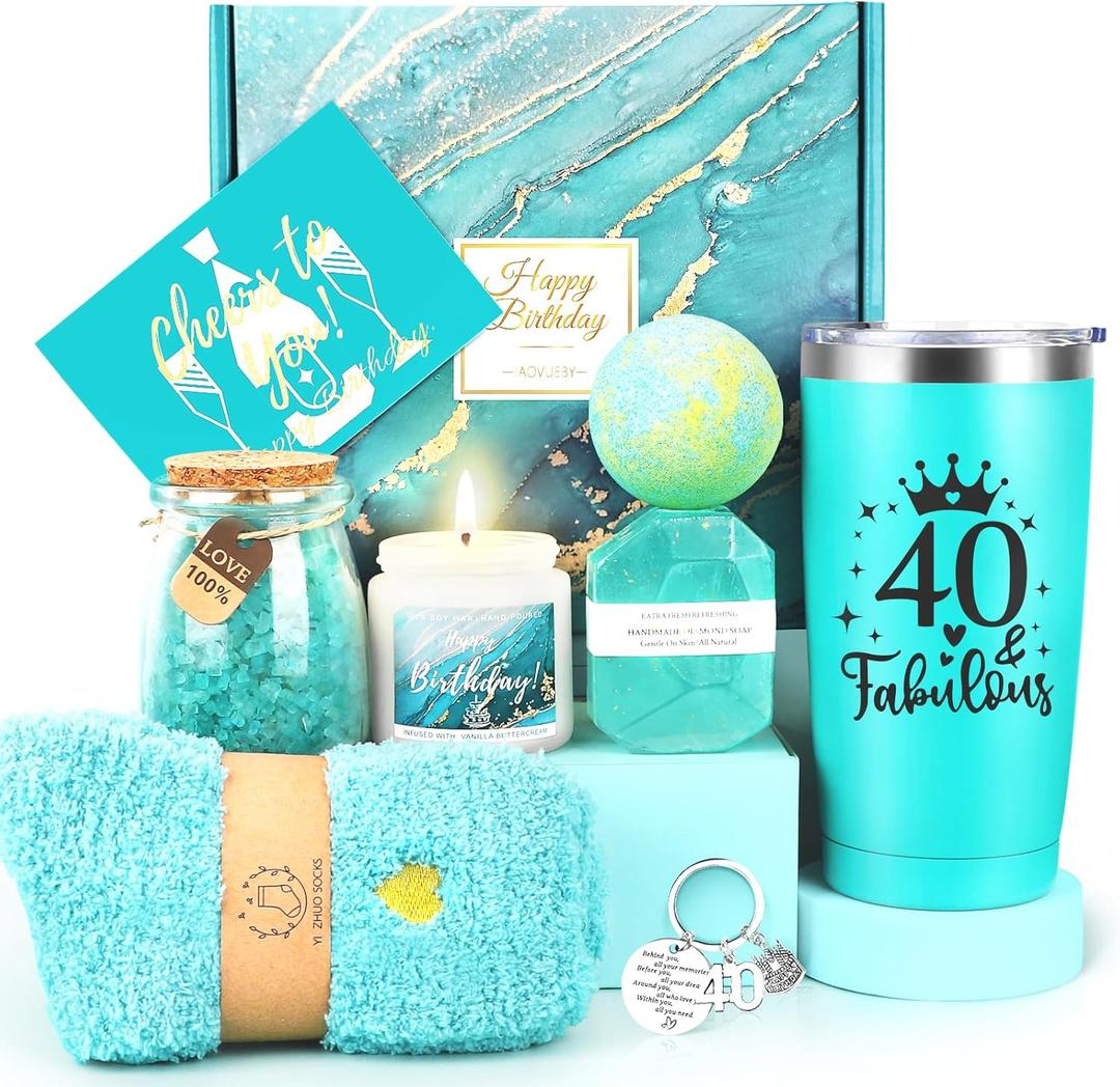 40th Birthday Gifts Women, Gifts for 40th Birthday Woman, 40 Fabulous Gifts, 40 40th Birthday Gifts Ideas, 40 Years Old Gift Baskets, Unique 40th Birthday Gifts for Her Mom Sister Friend Wife Coworker