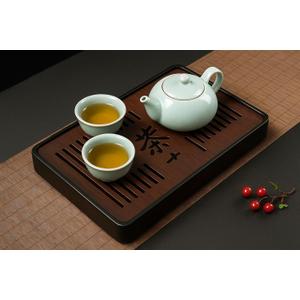 Tea Tray 13 Inch Chinese Kung Fu Tea Tray, Gongfu Tea Table with Water Storage Box, Household Filter Tea Serving Tray Gift Set for Kitchen, Decorative, Office, Bar