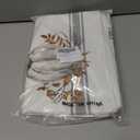 Fall Placemats Thanksgiving White Pumpkin Leaf Branch Tablemats for Dinner Table Gray Stripes Autumn Table Mats for Thanksgiving Day Holiday Cotton Linen Washable Set of 6