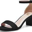 FW FRAN WILLOR Women Open Toe Low Chunky Short Heels Ankle Strap Block Heel Sandals Party Dress Wedding Pump Shoes, 8,5