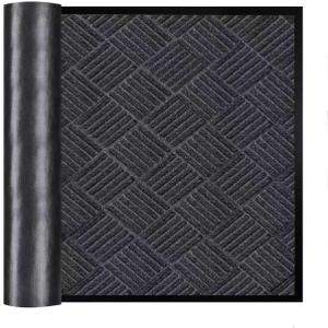 Commercial-Grade Entrance Mat High Traffic Guard Doormat with Rubber Border Heavy Duty Dirt Trapper Entryway Doormat Low Profile for Indoor Outdoor, 3' x 5',Grey